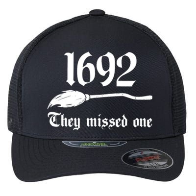 Salem Witch 1692 They Missed One Halloween Massachusetts Witch Trials Season Flexfit Unipanel Trucker Cap