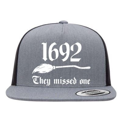 Salem Witch 1692 They Missed One Halloween Massachusetts Witch Trials Season Flat Bill Trucker Hat