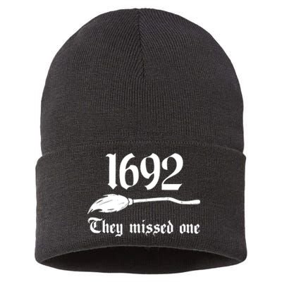 Salem Witch 1692 They Missed One Halloween Massachusetts Witch Trials Season Sustainable Knit Beanie