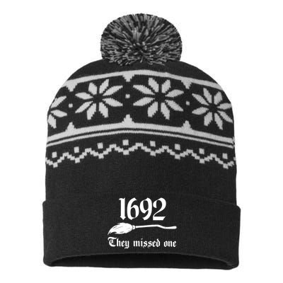 Salem Witch 1692 They Missed One Halloween Massachusetts Witch Trials Season USA-Made Snowflake Beanie