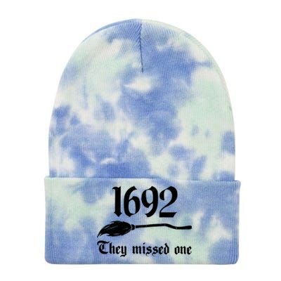 Salem Witch 1692 They Missed One Halloween Massachusetts Witch Trials Season Tie Dye 12in Knit Beanie