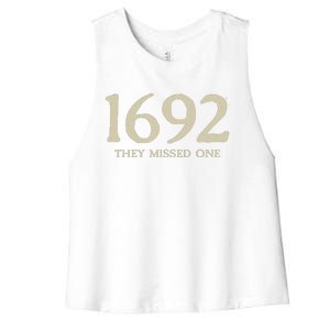 Salem Witch 1692 They Missed One Halloween Massachusetts Witch Trials Season Women's Racerback Cropped Tank