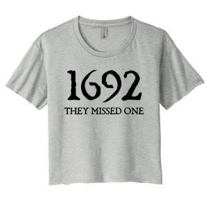 Salem Witch 1692 They Missed One Halloween Massachusetts Witch Trials Season Women's Crop Top Tee