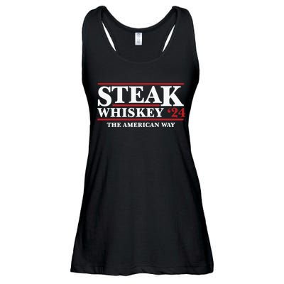 Steak Whiskey 24 The American Way Ladies Essential Flowy Tank