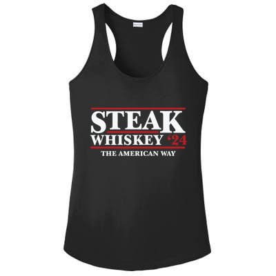 Steak Whiskey 24 The American Way Ladies PosiCharge Competitor Racerback Tank