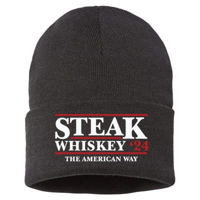 Steak Whiskey 24 The American Way Sustainable Knit Beanie