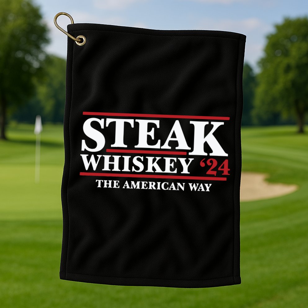 Steak Whiskey 24 The American Way Golf Towel