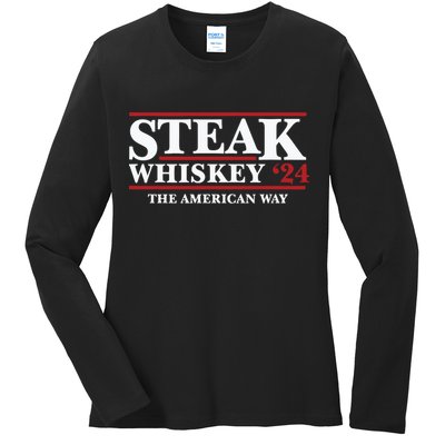 Steak Whiskey 24 The American Way Ladies Long Sleeve Shirt