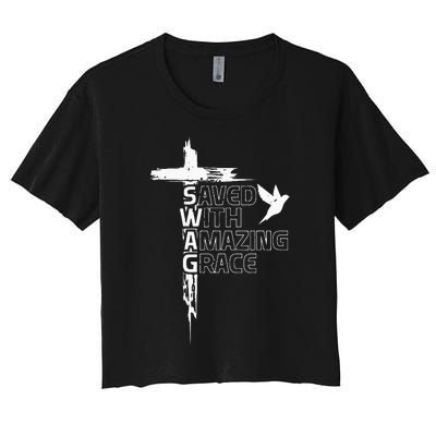 Saved With Amazing Grace Women's Crop Top Tee