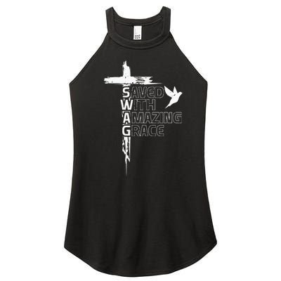 Saved With Amazing Grace Women’s Perfect Tri Rocker Tank