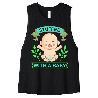 Stuffed With A Baby Women's Racerback Cropped Tank