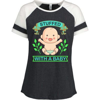 Stuffed With A Baby Enza Ladies Jersey Colorblock Tee