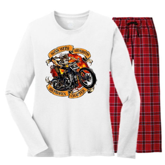 Sons With Arthritis Ibuprofen Chapter Motorcycle Women's Long Sleeve Flannel Pajama Set 