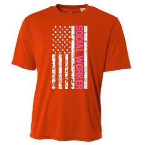 Social Worker American Flag For School Social Worker Meaningful Gift Cooling Performance Crew T-Shirt