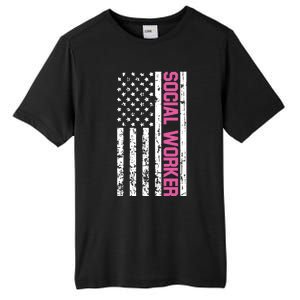 Social Worker American Flag For School Social Worker Meaningful Gift Tall Fusion ChromaSoft Performance T-Shirt