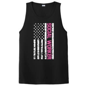 Social Worker American Flag For School Social Worker Meaningful Gift PosiCharge Competitor Tank