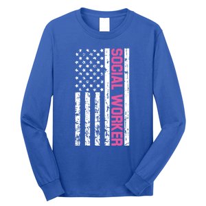 Social Worker American Flag For School Social Worker Meaningful Gift Long Sleeve Shirt