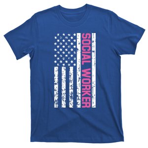 Social Worker American Flag For School Social Worker Meaningful Gift T-Shirt