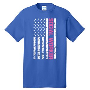 Social Worker American Flag For School Social Worker Meaningful Gift Tall T-Shirt