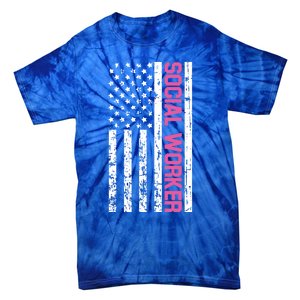 Social Worker American Flag For School Social Worker Meaningful Gift Tie-Dye T-Shirt