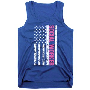 Social Worker American Flag For School Social Worker Meaningful Gift Tank Top