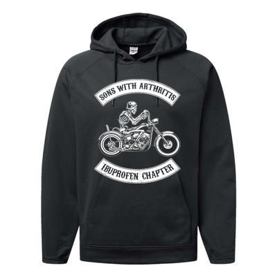 Sons With Arthritis Ibuprofen Chapter Funny Biker Skull Performance Fleece Hoodie