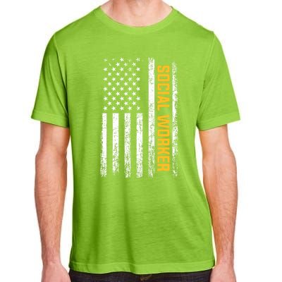 Social Worker American Flag Social Worker Gift Adult ChromaSoft Performance T-Shirt