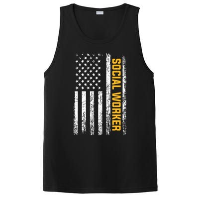 Social Worker American Flag Social Worker Gift PosiCharge Competitor Tank