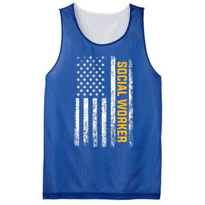 Social Worker American Flag Social Worker Gift Mesh Reversible Basketball Jersey Tank