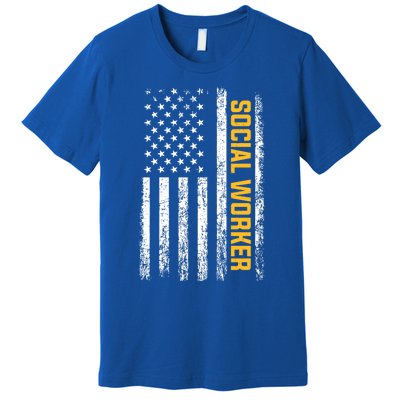 Social Worker American Flag Social Worker Gift Premium T-Shirt