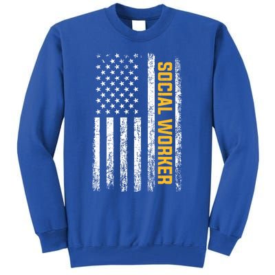 Social Worker American Flag Social Worker Gift Tall Sweatshirt