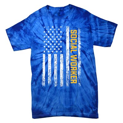 Social Worker American Flag Social Worker Gift Tie-Dye T-Shirt