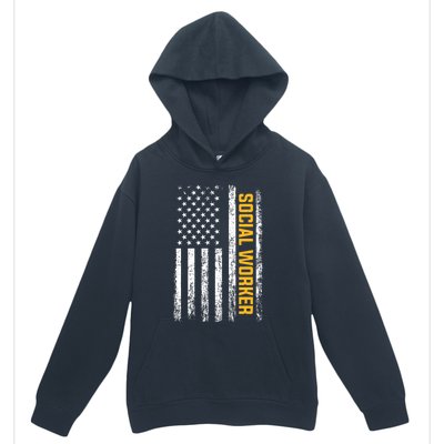 Social Worker American Flag Social Worker Gift Urban Pullover Hoodie