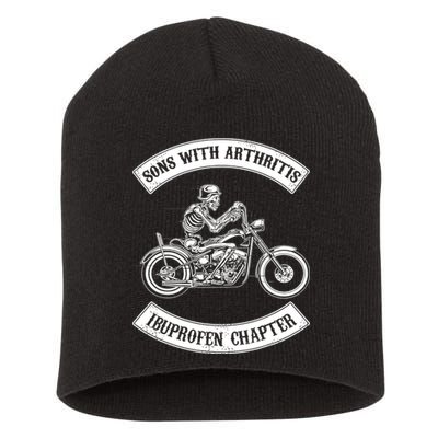 Sons With Arthritis Ibuprofen Chapter Funny Biker Skull Short Acrylic Beanie
