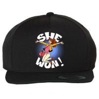 She Won! A Kamala Harris And 2024 President Elect Wool Snapback Cap