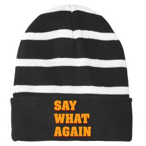 Say What Again Striped Beanie with Solid Band