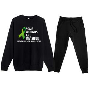 Some Wounds Are Invisible Tal Health Awareness Month Gift Premium Crewneck Sweatsuit Set