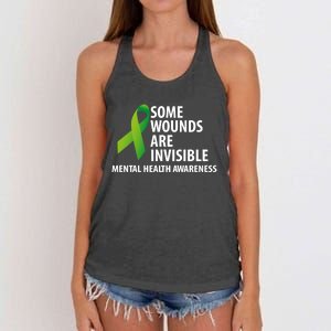 Some Wounds Are Invisible Tal Health Awareness Month Gift Women's Knotted Racerback Tank