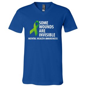 Some Wounds Are Invisible Tal Health Awareness Month Gift V-Neck T-Shirt