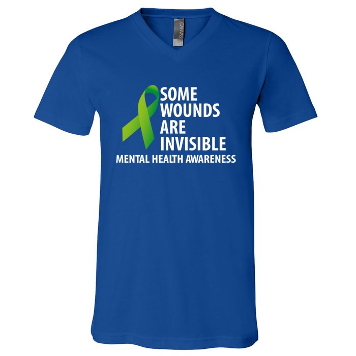 Some Wounds Are Invisible Tal Health Awareness Month Gift V-Neck T-Shirt