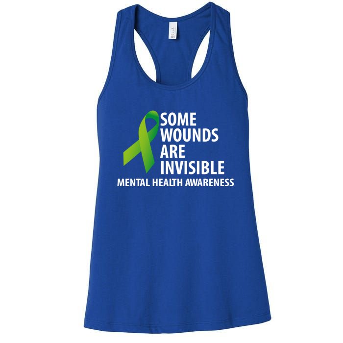 Some Wounds Are Invisible Tal Health Awareness Month Gift Women's Racerback Tank