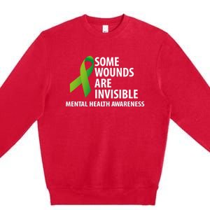 Some Wounds Are Invisible Tal Health Awareness Month Gift Premium Crewneck Sweatshirt