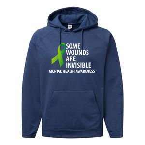 Some Wounds Are Invisible Tal Health Awareness Month Gift Performance Fleece Hoodie