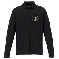 Stay Wild And Free | American Skull Flag Performance Long Sleeve Polo