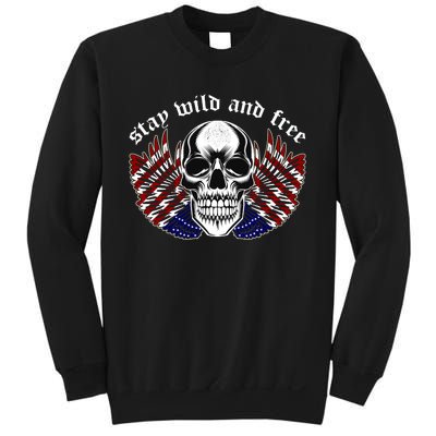 Stay Wild And Free | American Skull Flag Sweatshirt