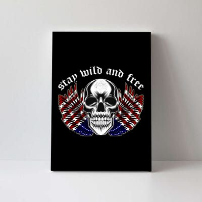 Stay Wild And Free | American Skull Flag Canvas