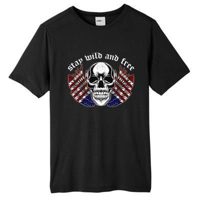 Stay Wild And Free | American Skull Flag Tall Fusion ChromaSoft Performance T-Shirt