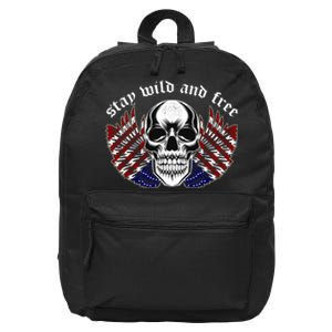 Stay Wild And Free | American Skull Flag 16 in Basic Backpack