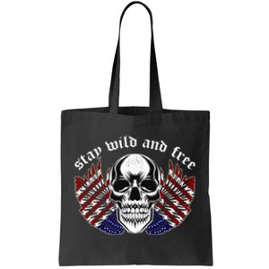 Stay Wild And Free | American Skull Flag Tote Bag