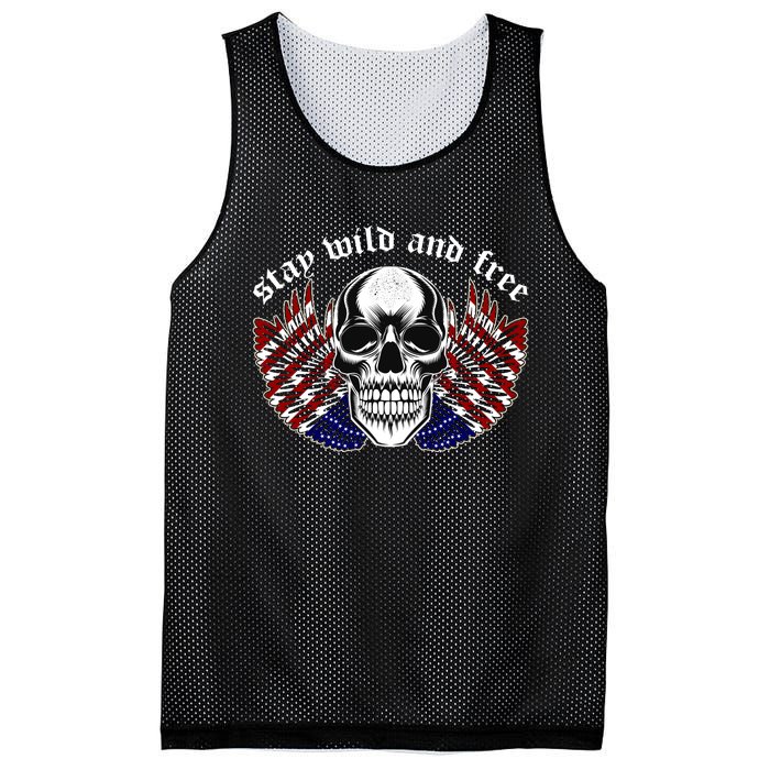 Stay Wild And Free | American Skull Flag Mesh Reversible Basketball Jersey Tank